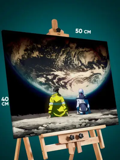 Картина на стену Киберпанк аниме Дэвид и Люси 40x50