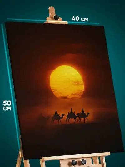 Картина на стену Пейзаж природа пустыня верблюды 40x50
