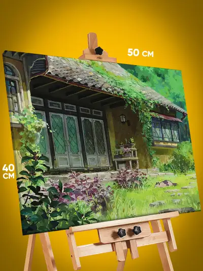 Картина на стену Хаяо Миядзаки Аниме пейзаж 40x50