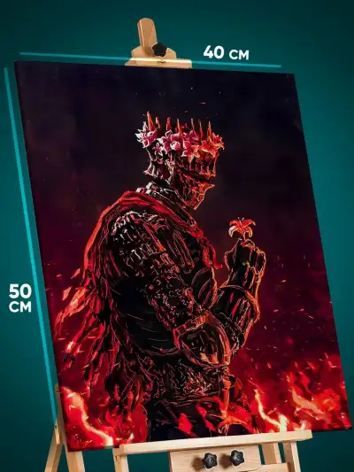 Картина на стену Темная фэнтези Игра рыцарь Dark souls 40x50