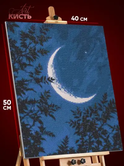 Алмазная мозаика Пейзаж летний природа ночь луна 40x50
