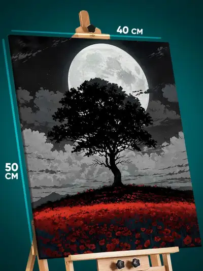 Картина на стену Пейзаж Япония луна 40x50