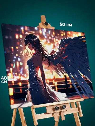 Картина на стену Девушка Аниме-арт ангел 40x50
