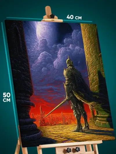 Картина на стену Темная фэнтези рыцарь живопись 40x50