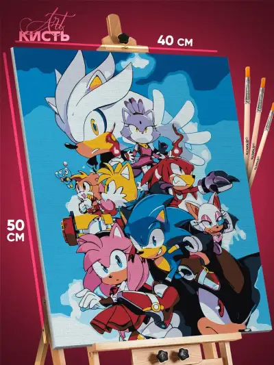 Картина по номерам Sonic мультфильм Ежи 40x50