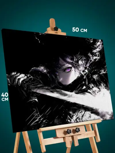 Картина на стену Девушка Аниме-арт самурай 40x50