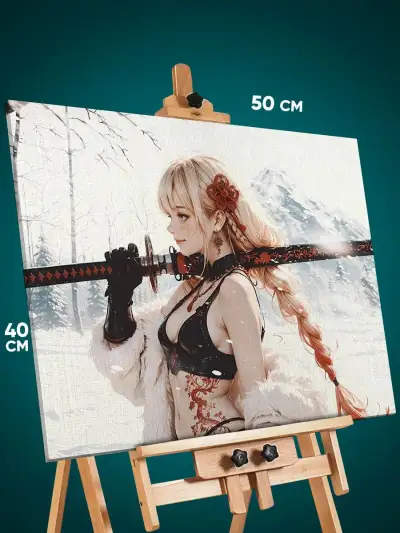 Картина на стену Девушка Арт самурай Япония 40x50