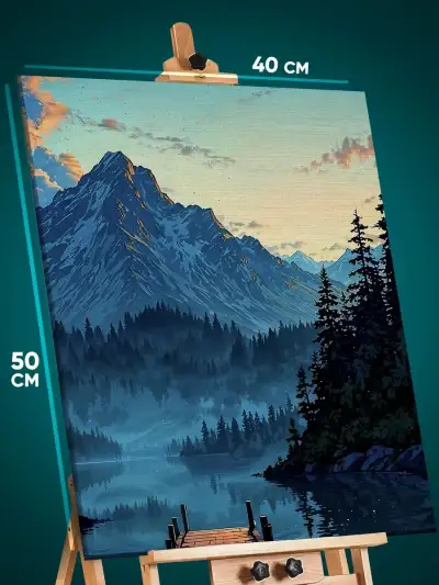 Картина на стену Пейзаж лесной природа озеро горы 40x50