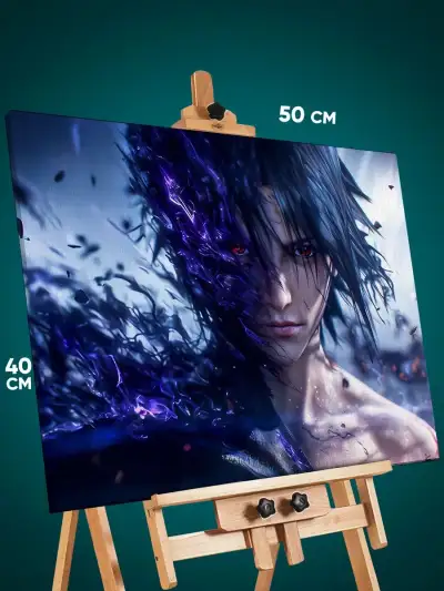Картина на стену Наруто Аниме Саске Учиха шаринган 40x50