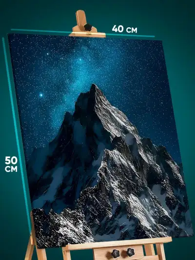 Картина на стену Пейзаж природа горы ночь звезды 40x50