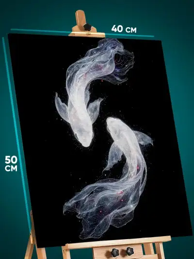 Картина на стену Животные рыба карпы монохром 40x50
