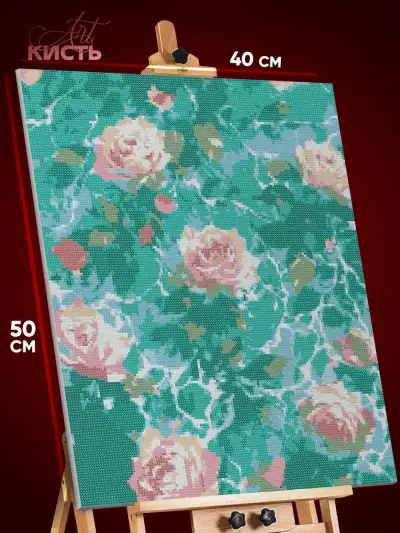 Алмазная мозаика Цветы розы плавающие на воде 40x50