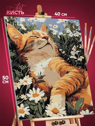 Картина по номерам Котики спит в поле 40x50