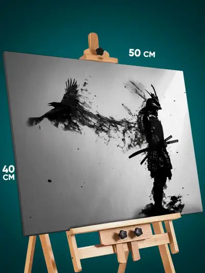 Картина на стену Самурай Япония силуэт ворон 40x50