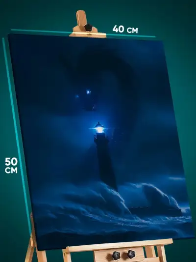 Картина на стену Фэнтези дракон маяк Ёрмунганд 40x50