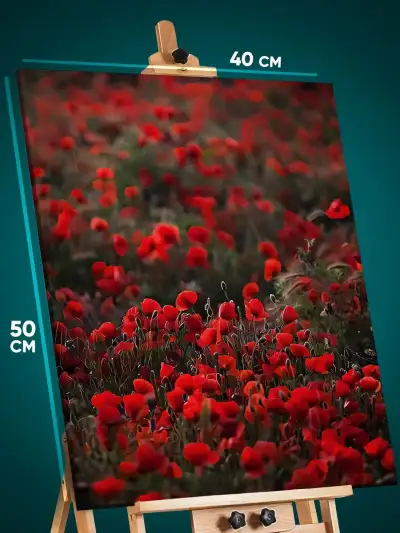 Картина на стену Цветы поле красные маки 40x50