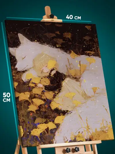 Картина на стену Девушка Аниме-арт лиса 40x50