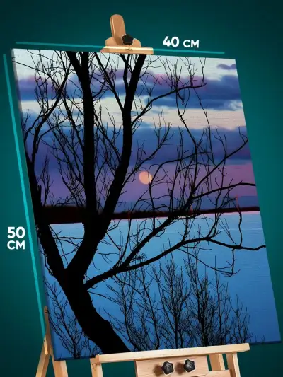 Картина на стену Пейзаж летний ночь озеро луна 40x50
