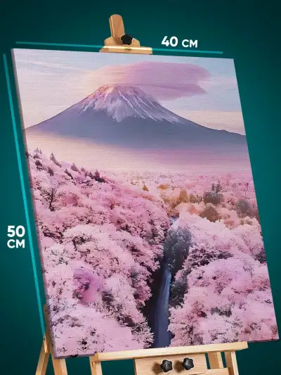 Картина на стену Пейзаж Япония Фудзияма гора и сакура 40x50
