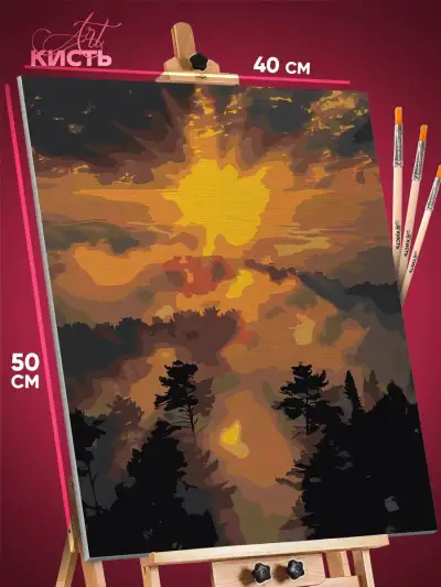 Картина по номерам Пейзаж лесной природа туман 40x50