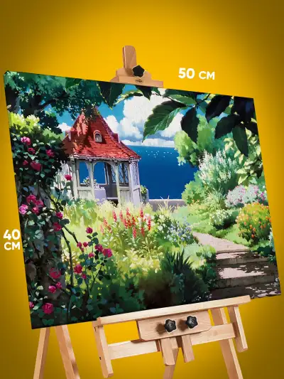Картина на стену Хаяо Миядзаки Аниме пейзаж 40x50