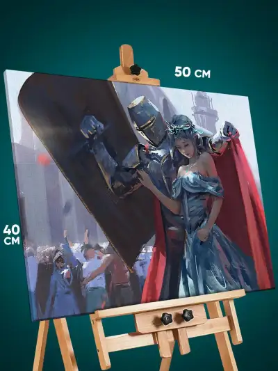 Картина на стену Темная фэнтези рыцарь и девушка 40x50