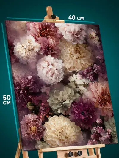 Картина на стену Цветы хризантемы пионы 40x50