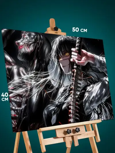 Картина на стену Девушка Аниме-арт самурай 40x50