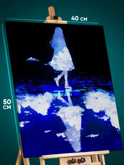 Картина на стену Девушка Аниме-арт отражение 40x50