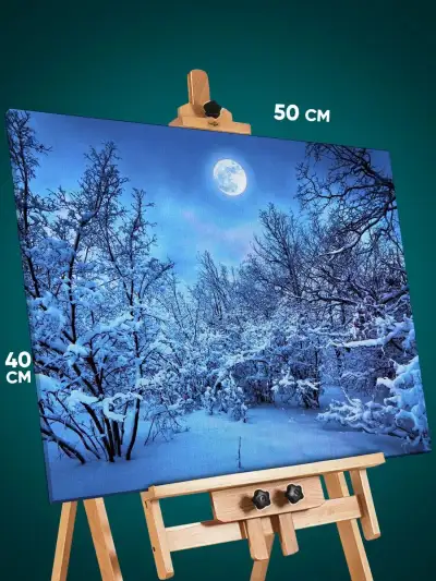 Картина на стену Пейзаж зимний природа луна снег 40x50