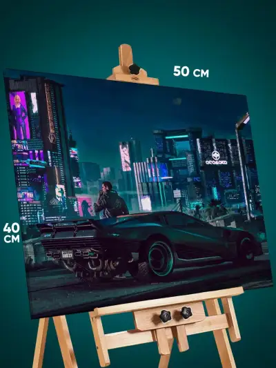 Картина на стену Киберпанк игра Найт-Сити 40x50