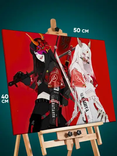 Картина на стену Девушка Аниме-арт самурай Япония 40x50