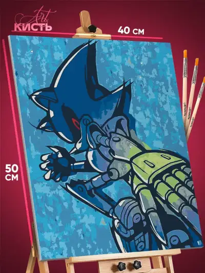 Картина по номерам Sonic мультфильм Еж Метал Соник 40x50