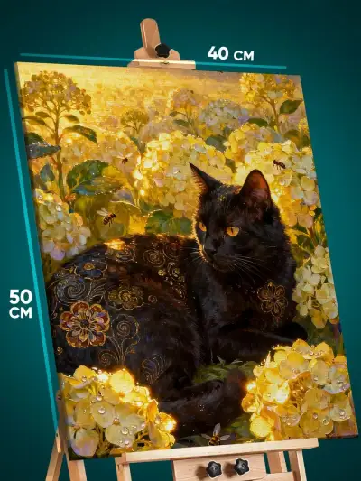 Картина на стену Котики в цветах 40x50