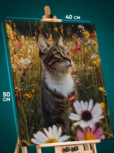 Картина на стену Котики в поле 40x50