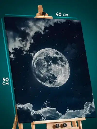 Картина на стену Абстракция луна звезды ночь 40x50