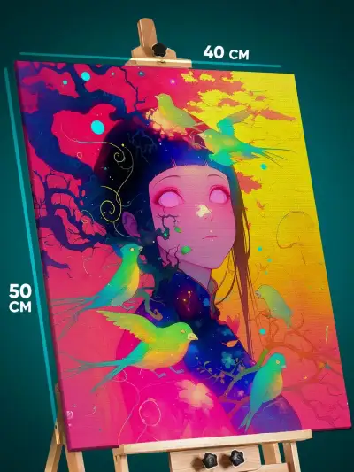 Картина на стену Наруто Аниме Хината Хьюга абстракция 40x50