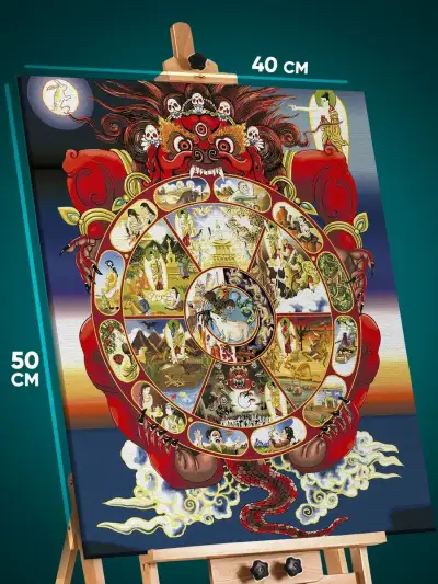 Картина на стену Религия Будда Колесо Сансары 40x50