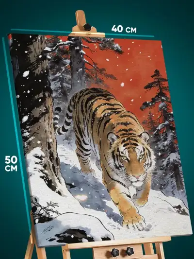 Картина на стену Животные тигр абстракция 40x50