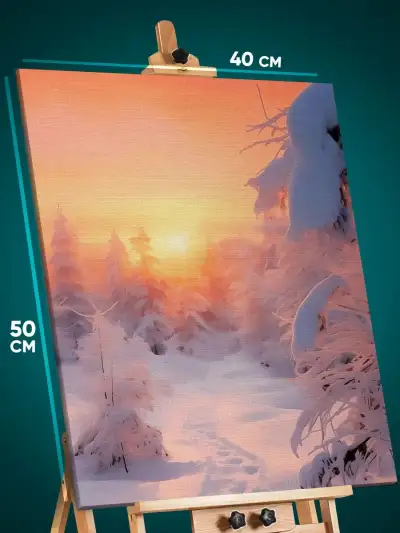 Картина на стену Пейзаж зимний природа закат туман 40x50