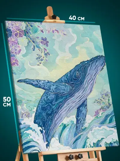 Картина на стену Животные кит абстракция 40x50