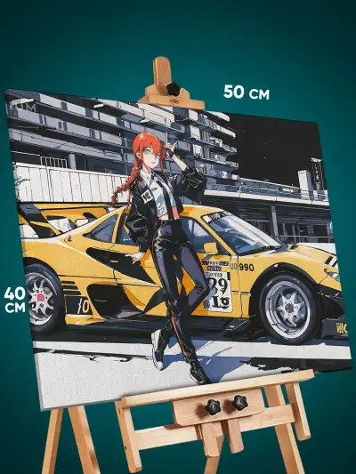 Картина на стену Авто аниме Человек-бензопила Макима 40x50