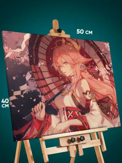 Картина на стену Геншин Импакт Игра Яэ Мико 40x50