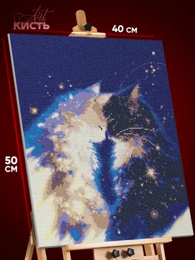 Алмазная мозаика Котики Арт космос 40x50