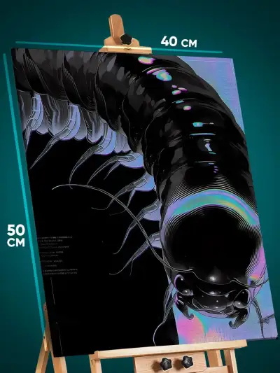 Картина на стену Животные сколопендра абстракция монохром 40x50