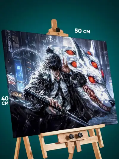 Картина на стену Магическая битва Аниме Мегуми Фушигуро 40x50