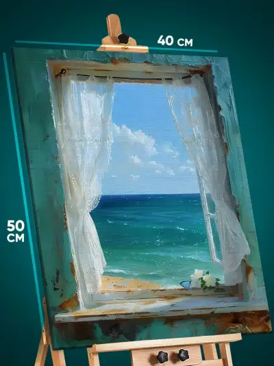 Картина на стену Пейзаж морской природа окно вид 40x50