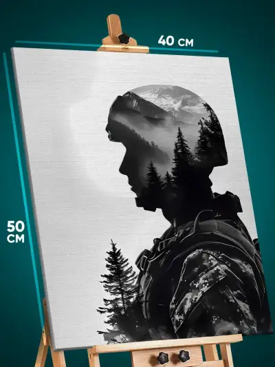 Картина на стену Воин современный 40x50