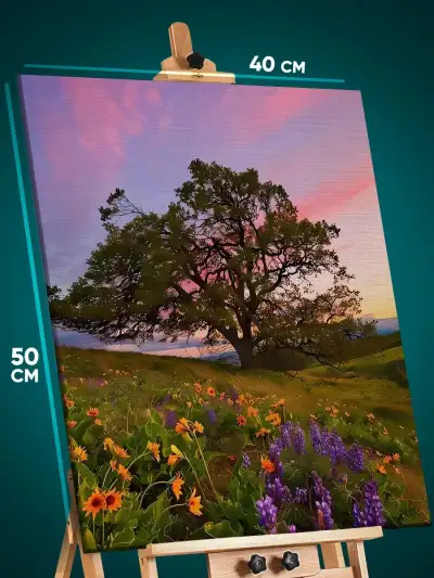 Картина на стену Пейзаж летний дерево закат 40x50