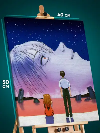 Картина на стену Евангелион Аниме Синдзи Аска Рей 40x50